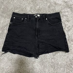 Size 32 Madewell Black Denim High Rose Shorts